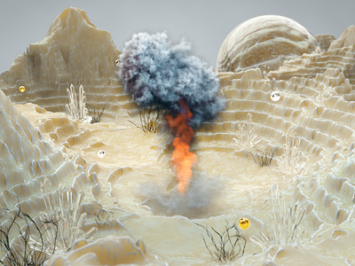 Big Boom boom crystals dune exlposion landcape mountains natural planet sand smoke terrain