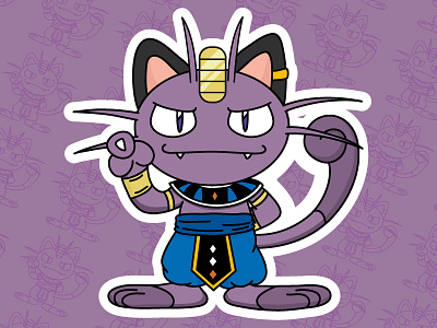 Meowth X Beerus anime beerus cartoons dragon ball illustration mashup mashups meowth pokemon smash stickers vector