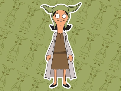 Louise Belcher X Yoda bobs burgers cartoons illustration jedi louise belcher mashup mashups smash star wars stickers vector yoda