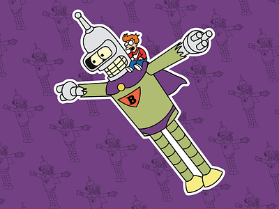 Bender & Fry X Frankenstein Jr & Buzz Conroy bender buzz cartoons frankenstein fry futurama illustration mashup mashups smash stickers vector