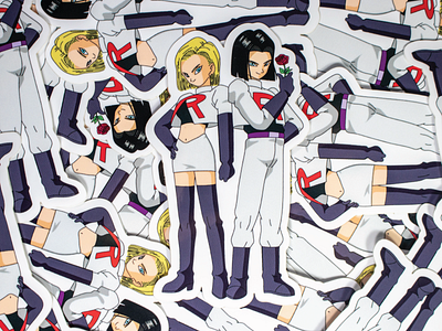 Android 17 and 18 X Team Rocket Stickers
