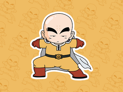 Krillin X Saitama cartoon dragon ball goku illustration krillin mashup one punch man punch saitama smash stickers vector