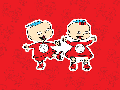 Thing One and Thing Two X Phil and Lil cartoons dr seuss illustration lil mashup mashups phil rugrats smash stickers vector