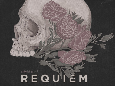 Requiem hand drawn illustration poster skull