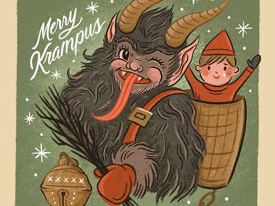 Merry Krampus christmas creepy cute hand drawn holiday illustration krampus procreate retro santa spooky vintage xmas