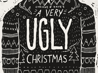 A Very Ugly Christmas christmas hand drawn illustration invite lettering party sweater ugly