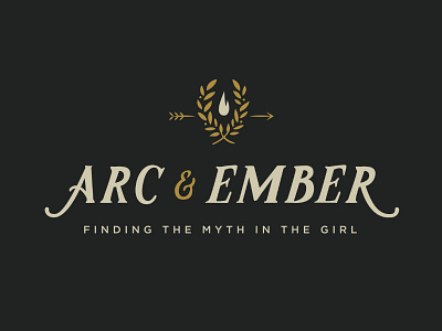 Arc & Ember arrow branding fire flame hand drawn hand lettering identity laurel leaves logo typography wreath
