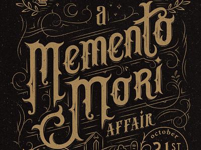 Memento Mori blackletter gothic halloween hand drawn lettering victorian vintage