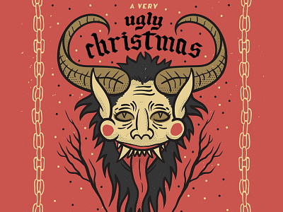 A Very Ugly Christmas christmas devil hand drawn holiday illustration krampus lettering party ugly
