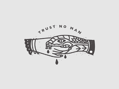 Trust No Man feminism hand drawn handshake illustration line minimal monoline snake tattoo