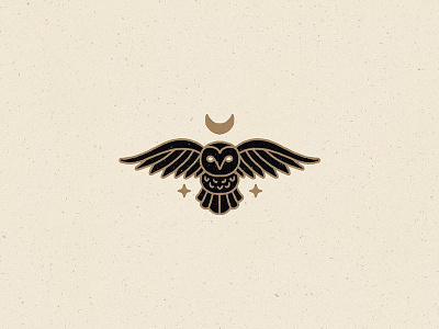 Owl bird hand drawn icon illustration monoline moon mystic owl stars