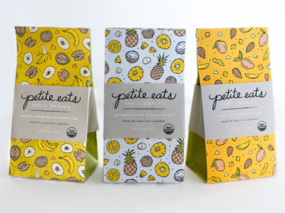 Petite Eats branding food fruit hand drawn hand drawn identity natural organic packaging snacks