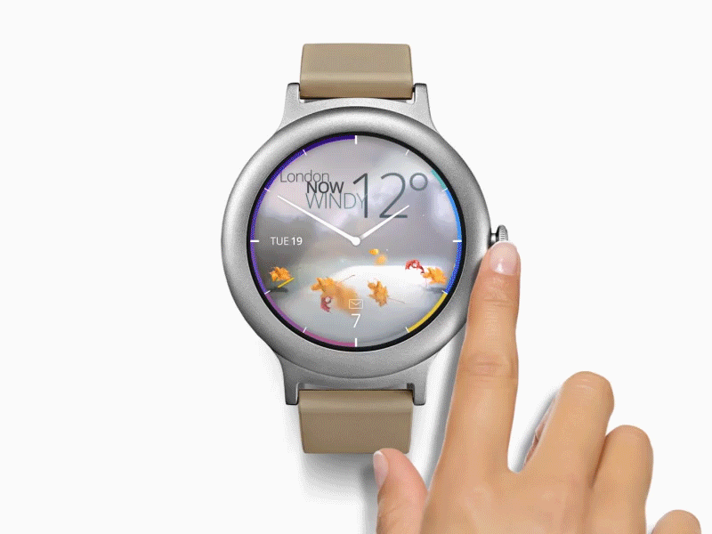 Smart watch weather and notifications app 2d 3d after effects animation app interaction design lg smart watch ui ux watch face weather app