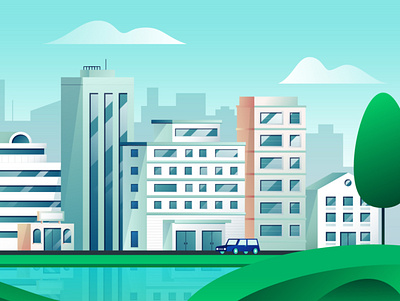 City city cityscape design flat frame illustration vector video marketing