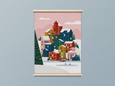 Holiday Village christmas christmas village design holiday illustration snow snowy village village