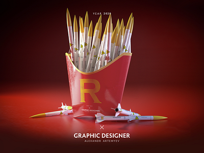 rocket fast food 3d c4d cinema4d daily design fashion fastfood octane photoshop red rocket wallpaper