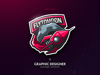 Flytomoon-logo daily design esports fashion illustration logo moon photoshop red rocket vector