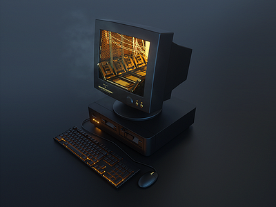 Black retro computer