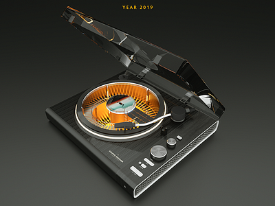 Vinyl player №2 3d black c4d cinema cinema4d cyberpunk daily design fashion gold octane photoshop player retro vinyl wave