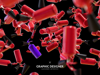 Extinguisher 3d branding c4d cinema4d composition design extinguisher fashion illustration octane purple red
