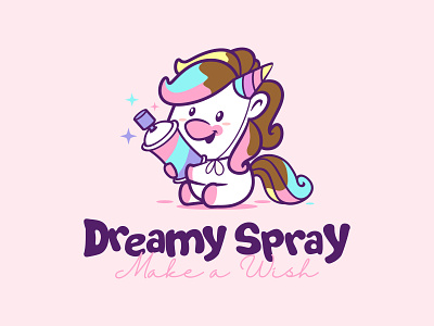 dreamy spray branding characterdesign design illustration logodesign mascot mascot character mascot design pictoftheday unicorn vector