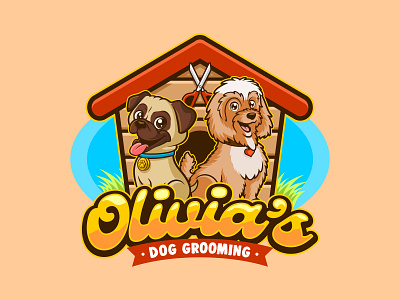 olivias dog grooming branding characterdesign design illustration logodesign mascot vector