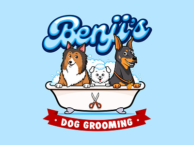 benji's dog grooming branding chara characterdesign design graphic design illustration logo mascot vector