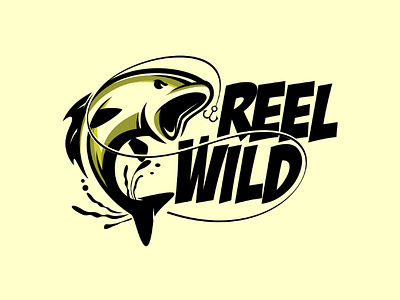 Reel wild cartoon logo fishing