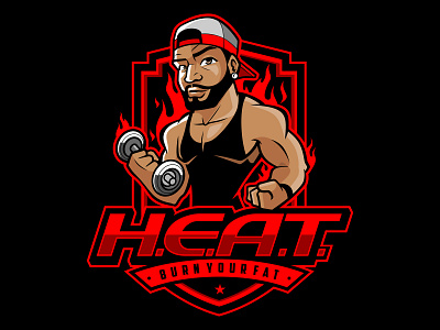 heat bodybuilder branding characterdesign fitness illustration logo mascot mascot character vector