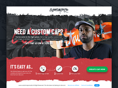Custom Caps Home Page UI hero homepage texture ui