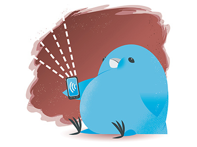 Chubby Twitter Bird app bird blue chubby communication device digital illustration ios media modern phone retro social socialmedia tweet tweeting twitter vector vintage