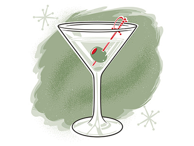 Vintage Martini Glass alcohol cocktail drink glass martini modern olive retro retro design stipple stock art sword vector vintage