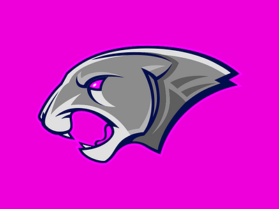 Panther Head black cat grey head logo mascot panther pink predator profile