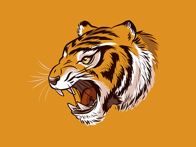 Tiger Head angry growl head orange roar sherekhan stockart stripes teeth tiger vector