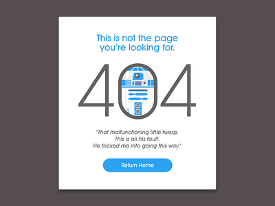 Daily UI, 008 "404 Page" 404 404page amusing dailyui droid error fun rd2d starwars ui ux