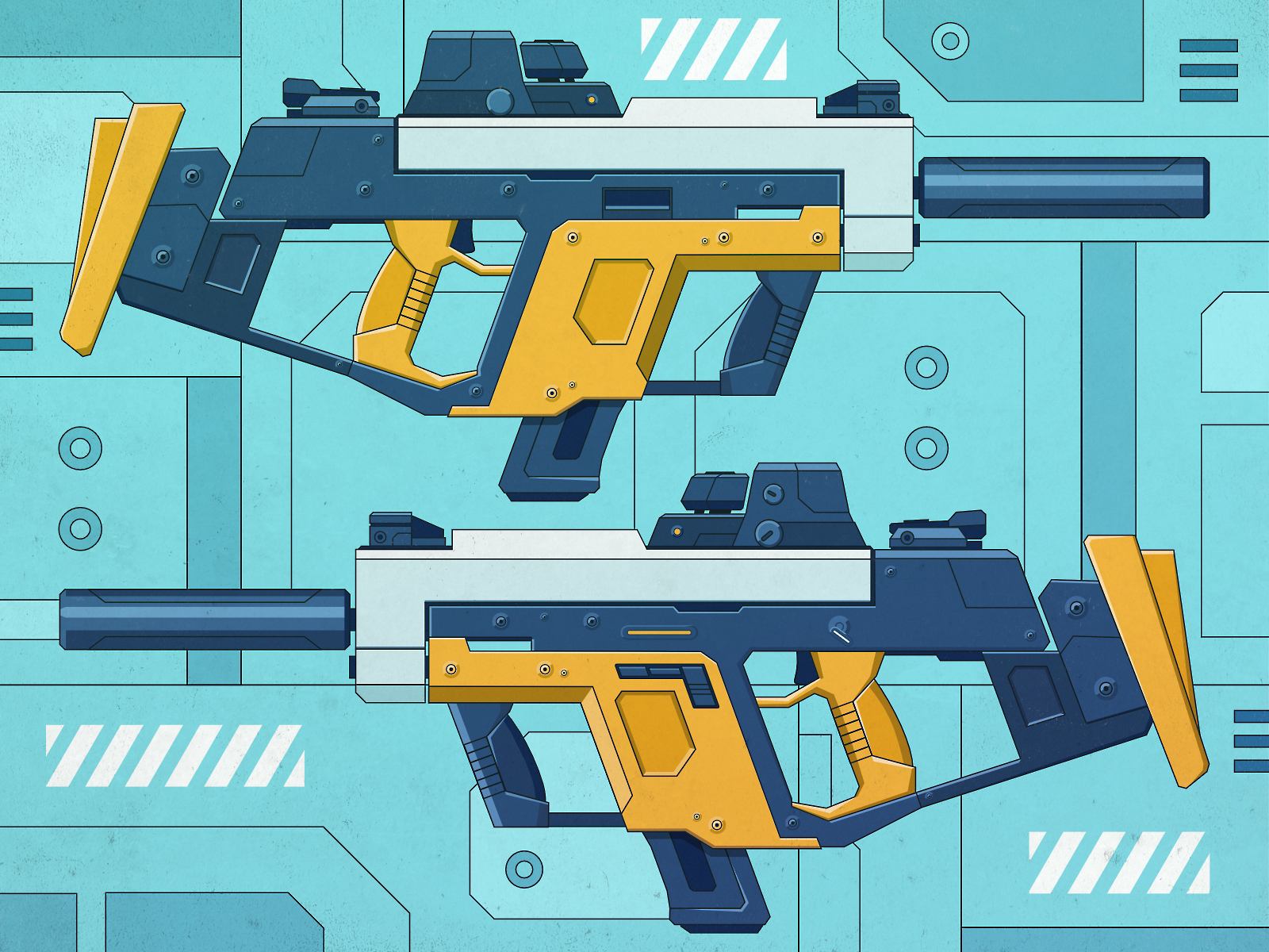 futuristic submachine guns