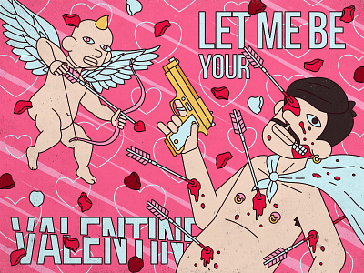 Happy Valentines 2d arrows celebrate cupid design digitalart flat gun heart illustration illustrator inspiration pink rose valentine valentine day web weeklywarmup wings