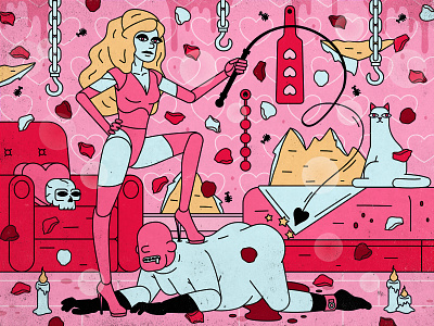 Valentines22 art bdsm characters design digitalart illustration illustrator inspiration latex lingerie love man pink room roses soft woman