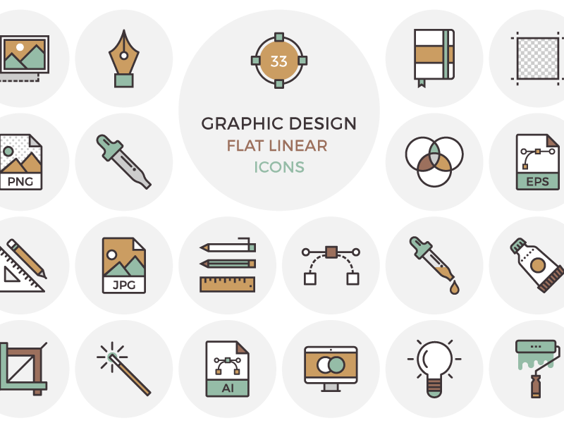 33 Flat Graphic Design Icons By Inspirationfeed On Dribbble