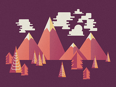 Mountains at Sunset flat flat design illustration mountain nature vector