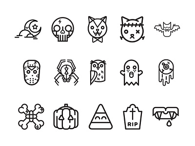 Halloween Line Icons cat flat flat icon halloween holiday icon icon set moon noun project skull spooky