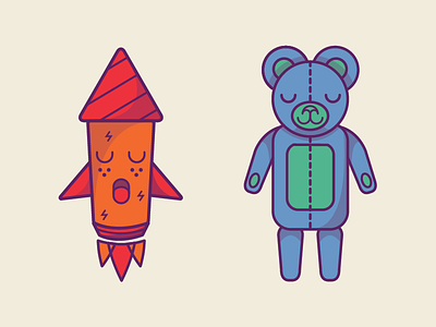 Kawaii Rocket and Teddy Bear doll kawaii line art rocket stuffed animal teddy teddy bear toy
