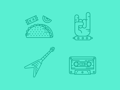 SXSW Line Icons austin breakfast taco flat design guitar line icon mixtape sxsw taco texas ui user interface
