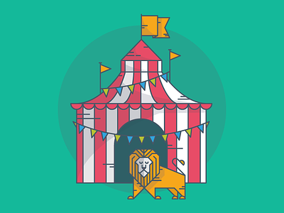 Running Away to the Circus calendar circus event events flag icon line icon lion tent ui user interface