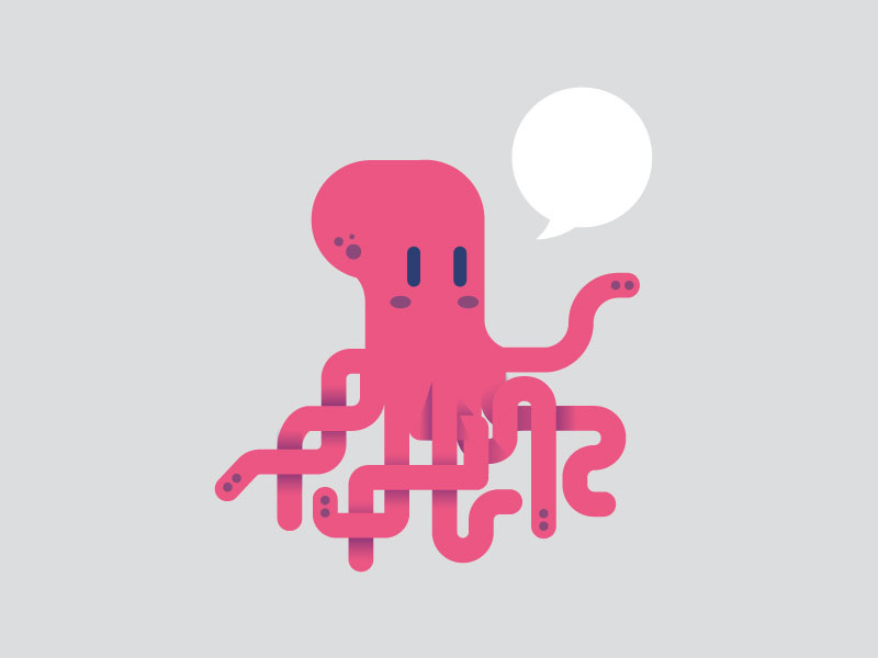 Multitasking chat jellyfish animal avatar kawaii icon flat vector illustration octopus