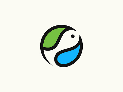 Fish + Leaf + Water Drop animal logo climate change environment fish leaf logo negative space water drop