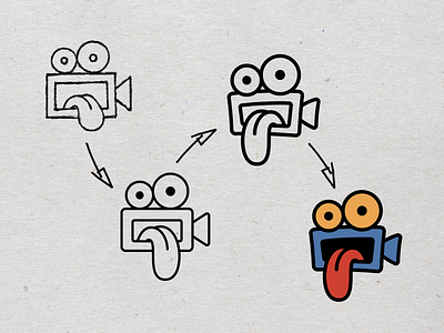 Film Herald Logo Design Process camera design process film fun logo mascot movies process silly sketch wacky youtube