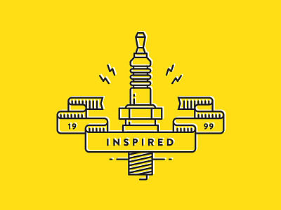 Inspired flat icon icon illustration single stroke spark plug yellow