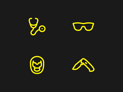 Single Stroke Icons flat flat icons icon icons knife luchador mask mask simple stethoscope sunglasses yellow
