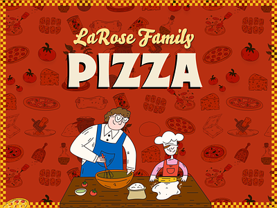 LaRose Family Pizza branding design family illustration logo pizza